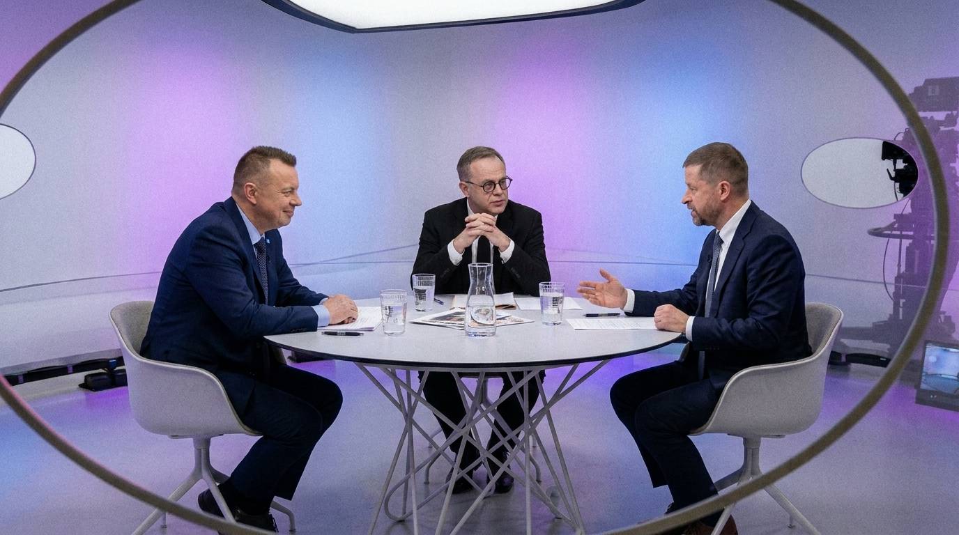 Aleš Michl a Jindřich Rajchl ve studiu Otázek Václava Moravce